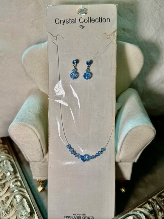 Crystal Collection Jewelry - Crystal Collection New Old Stock Blue Swarovski Necklace & Earring Set